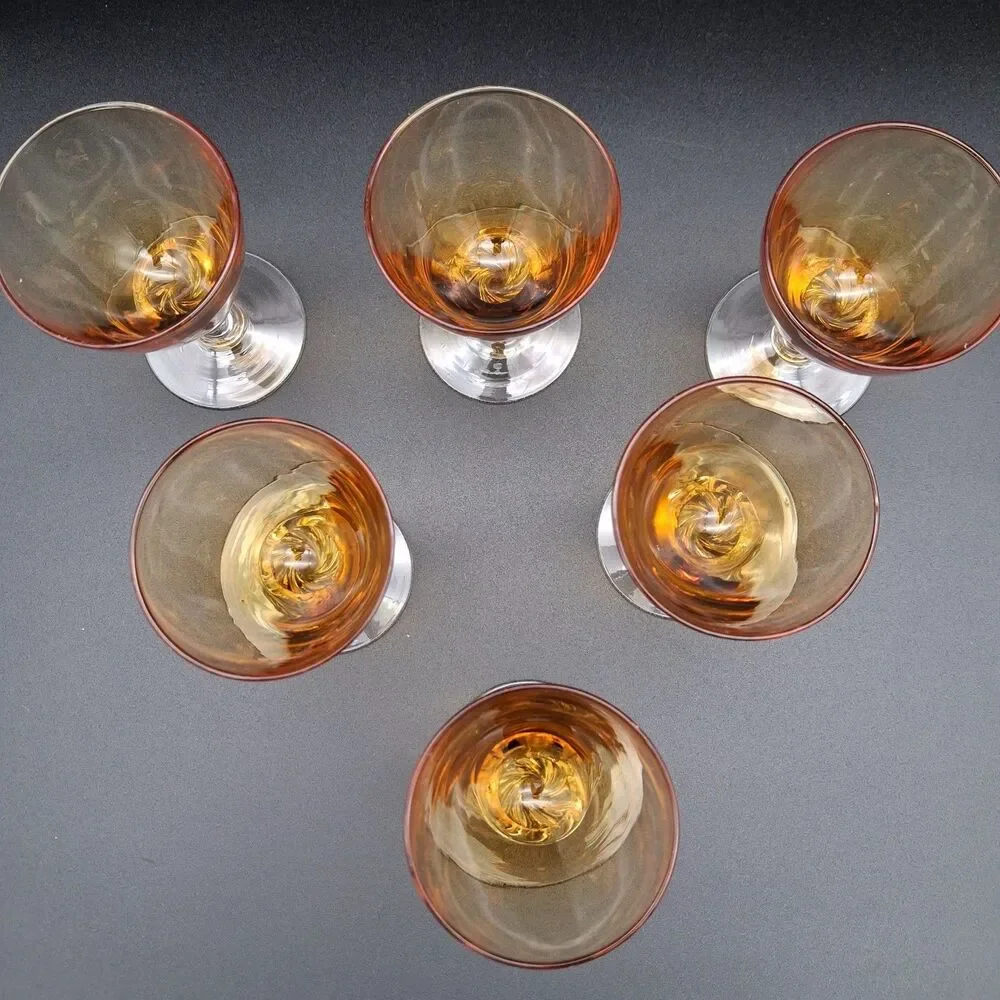 Liquor Cocktail Lisa Amber Glasses By George Borgfeldt 3 1/4